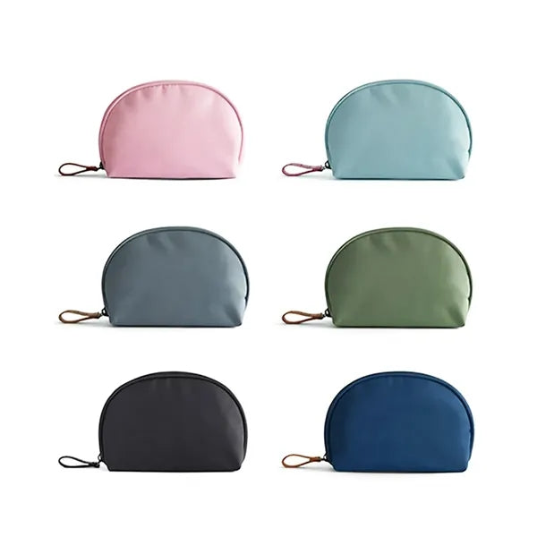 Compact Half-Moon Zippered Pouch with Wristlet