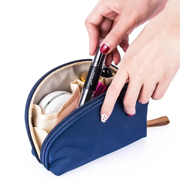 Compact Half-Moon Zippered Pouch with Wristlet