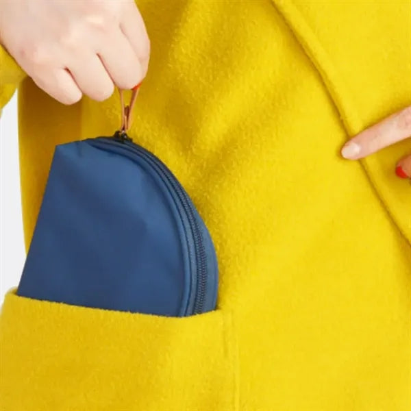Compact Half-Moon Zippered Pouch with Wristlet