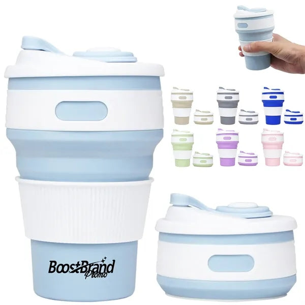 12Oz. Collapsible Silicone Travel Coffee Mug with Lid