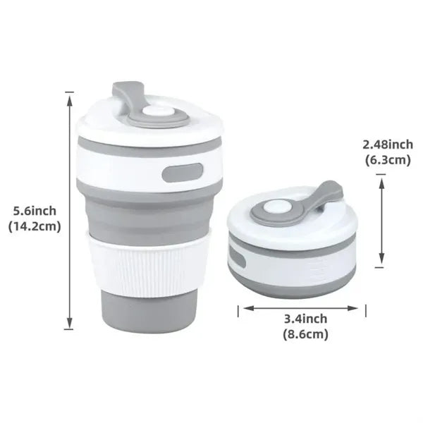 12Oz. Collapsible Silicone Travel Coffee Mug with Lid