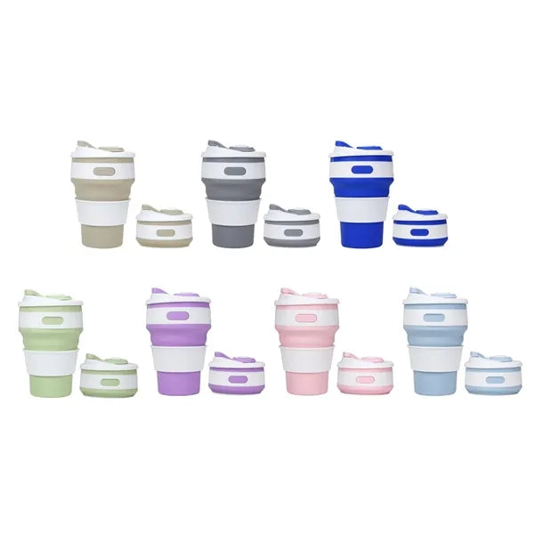 12Oz. Collapsible Silicone Travel Coffee Mug with Lid