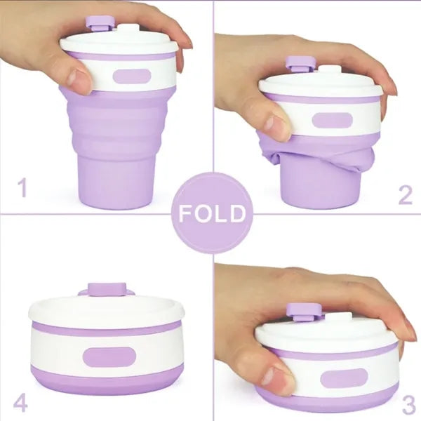 12Oz. Collapsible Silicone Travel Coffee Mug with Lid