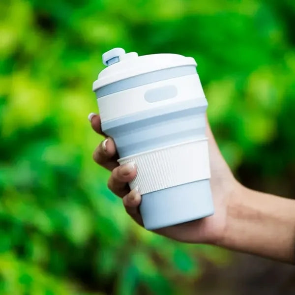 12Oz. Collapsible Silicone Travel Coffee Mug with Lid
