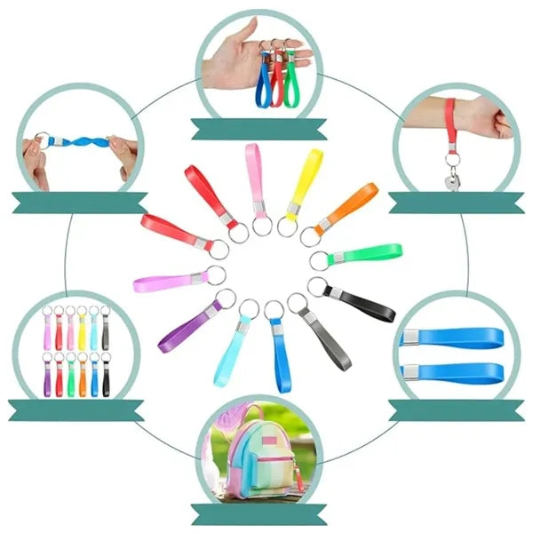 Durable Silicone Wristband Keychain with Metal Clasp