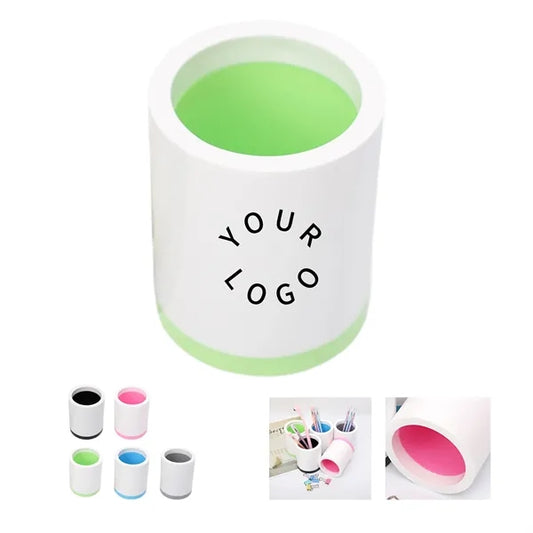 Circular Plastic Pen Holder with Color Accents