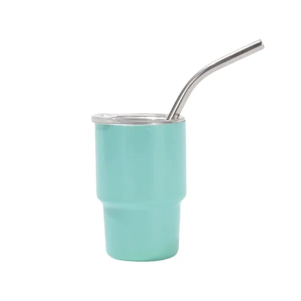 Mini Tumbler Shot Glass with Straw and Lid