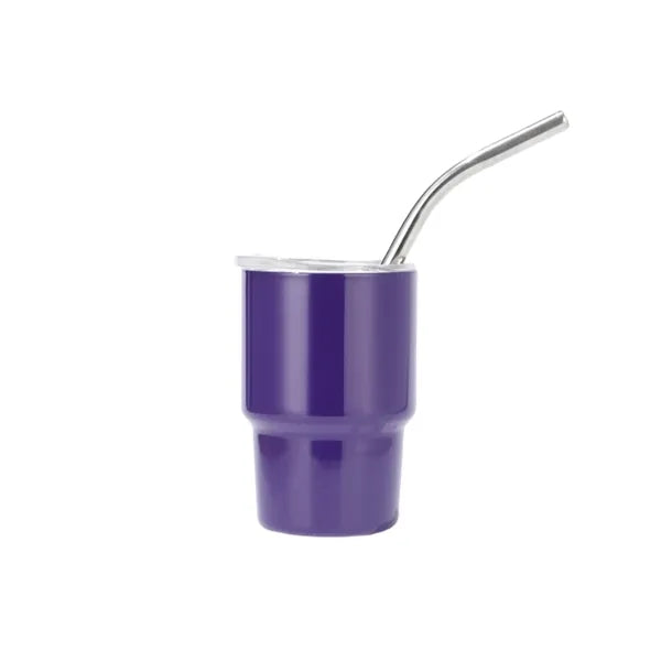 Mini Tumbler Shot Glass with Straw and Lid