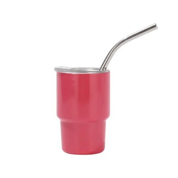 Mini Tumbler Shot Glass with Straw and Lid