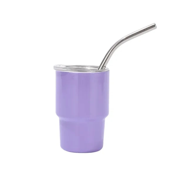 Mini Tumbler Shot Glass with Straw and Lid