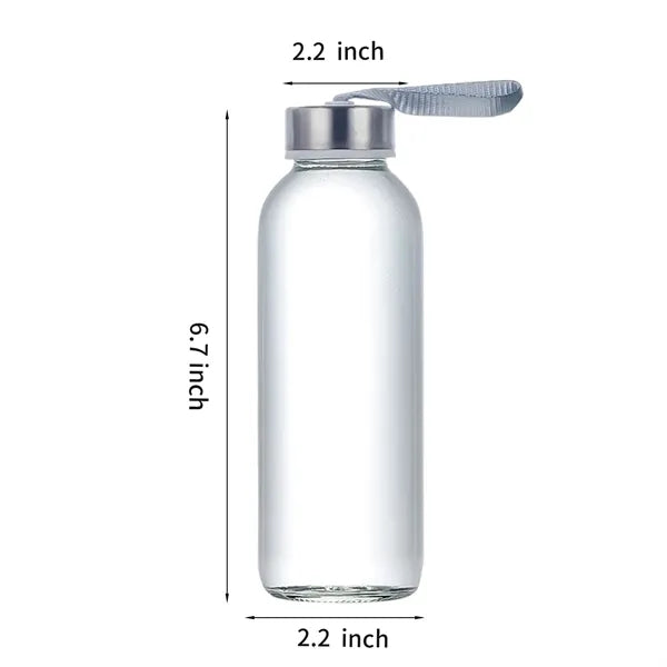 10oz Glass Water Bottle with Sleeve and Lanyard