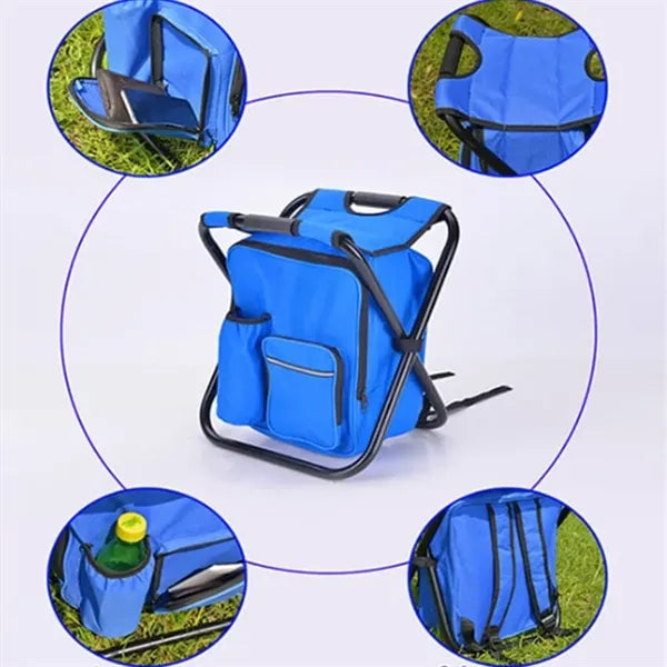 Portable Cooler Stool with Storage Pockets