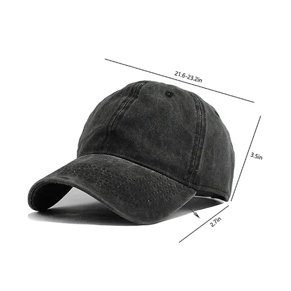 Washed Cotton Baseball Cap with Adjustable Strap