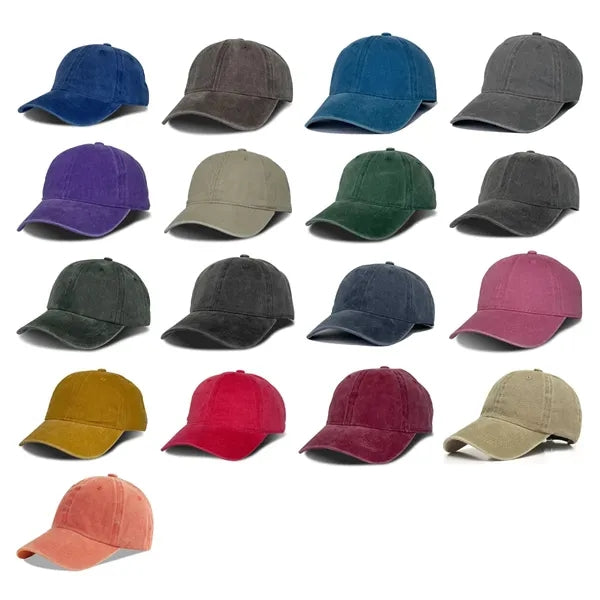 Washed Cotton Baseball Cap with Adjustable Strap