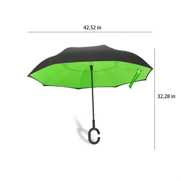 Double Layer Reverse Umbrella With Hands C Handle Grip