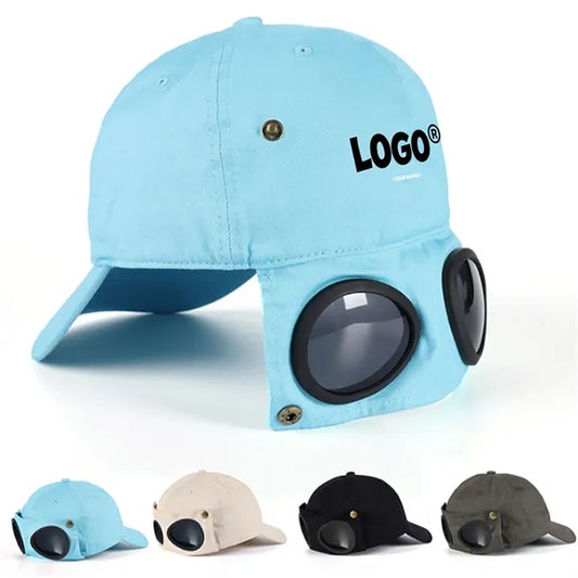 Pilot Style Sports Baseball Cap With Built In Sunglasses
