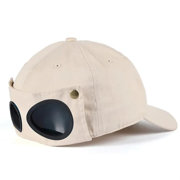 Pilot Style Sports Baseball Cap With Built In Sunglasses