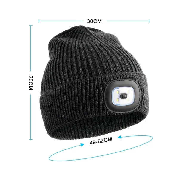 LED Lighted Knit Beanie Hat for Hands-Free Illumination