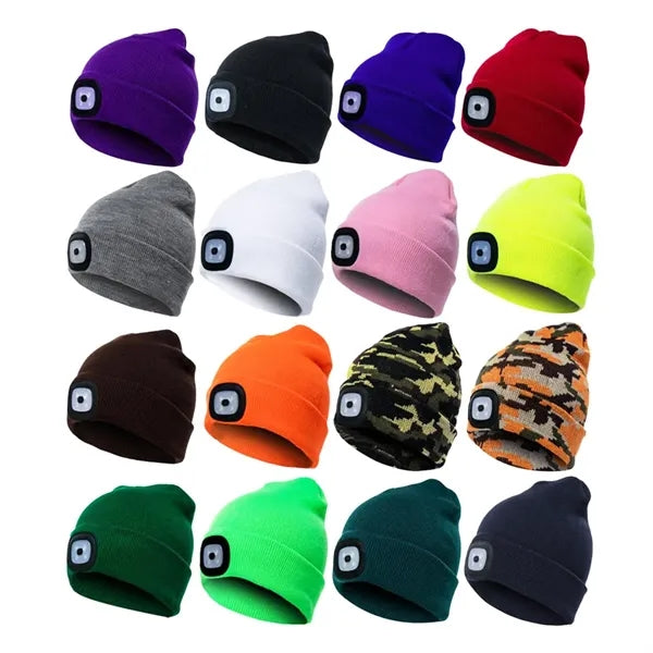 LED Lighted Knit Beanie Hat for Hands-Free Illumination