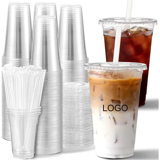 16Oz Plastic Cups With Lid and Straw