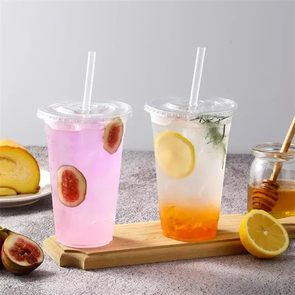 16Oz Plastic Cups With Lid and Straw