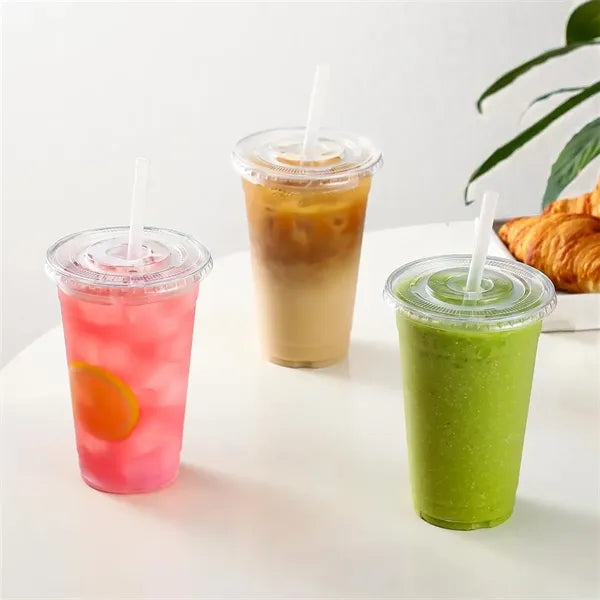 16Oz Plastic Cups With Lid and Straw