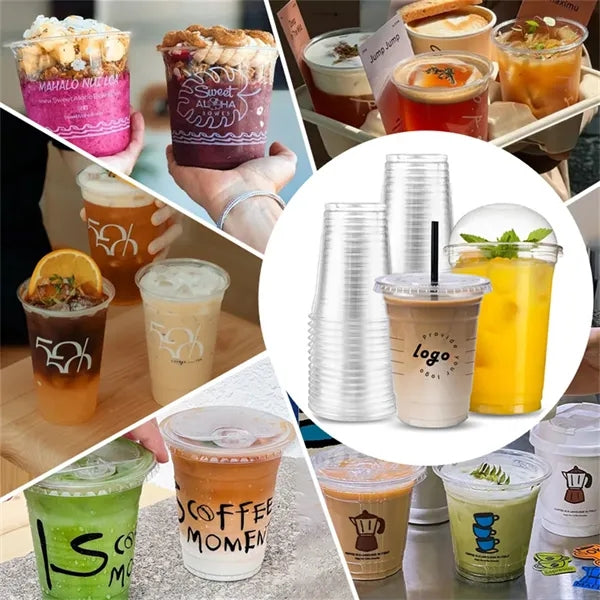 16Oz Plastic Cups With Lid and Straw