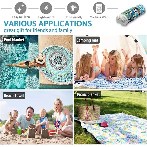 Oversized Round Quick Dry Beach Towel with Tassel