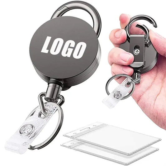Metal Heavy Duty Retractable Badge Reel W/Belt Clip Key Ring