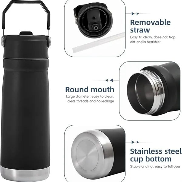 Oz Stainless Steel Water Bottle With Flip Straw
