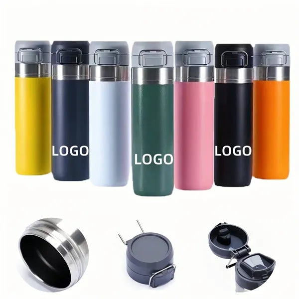 Oz Stainless Steel Water Bottle w/Push-Button Lid