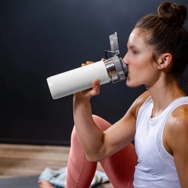 Oz Stainless Steel Water Bottle w/Push-Button Lid