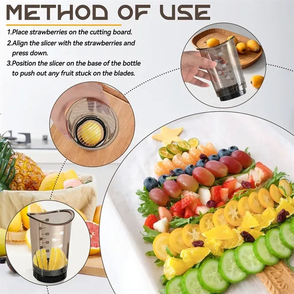 Stainless Steel Fruit Slicer For Strawberry And Melon Prep