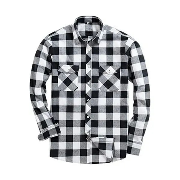 Long Sleeve Plaid Flannel Casual Shirt for Men