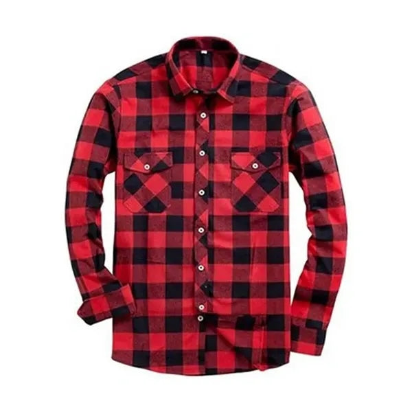 Long Sleeve Plaid Flannel Casual Shirt for Men