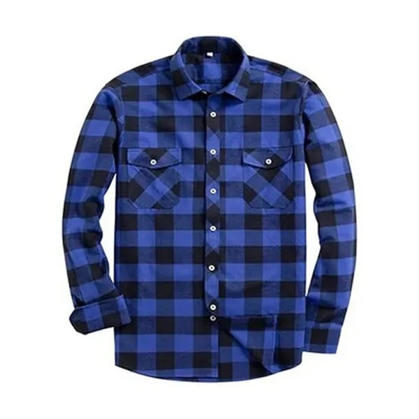 Long Sleeve Plaid Flannel Casual Shirt for Men