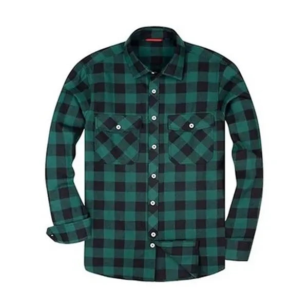 Long Sleeve Plaid Flannel Casual Shirt for Men