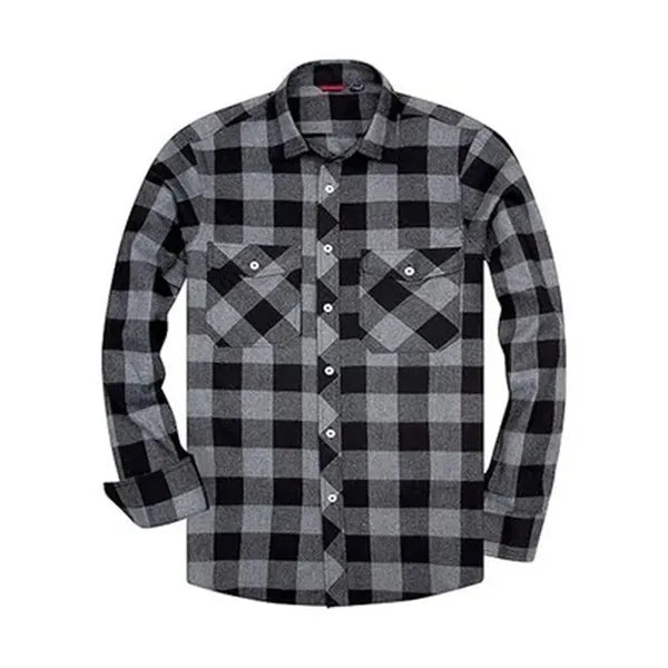 Long Sleeve Plaid Flannel Casual Shirt for Men