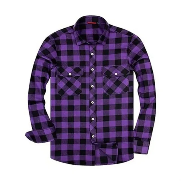 Long Sleeve Plaid Flannel Casual Shirt for Men