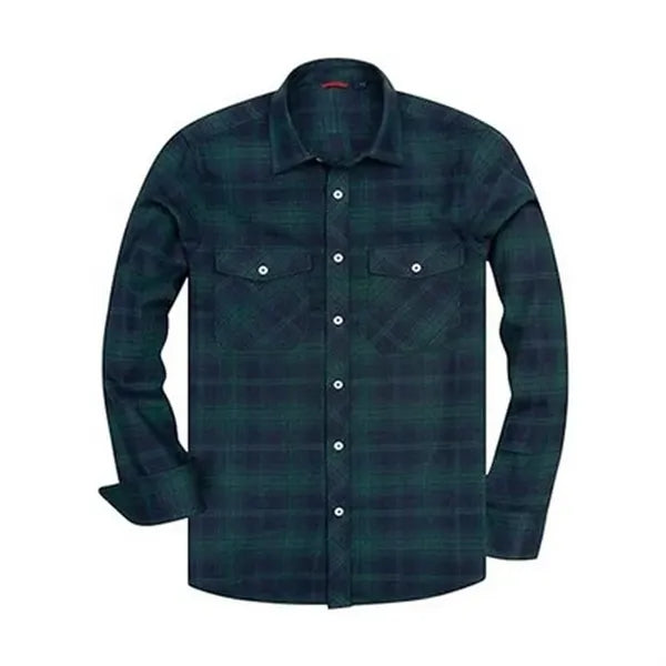 Long Sleeve Plaid Flannel Casual Shirt for Men