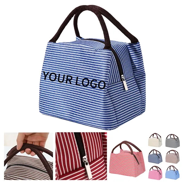 Striped Custom Insulated Lunch Tote