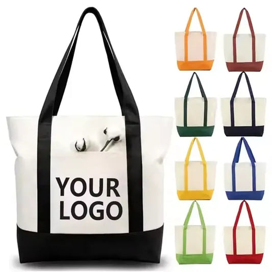 Canvas Tote Bag Bulk with Outer Pocket