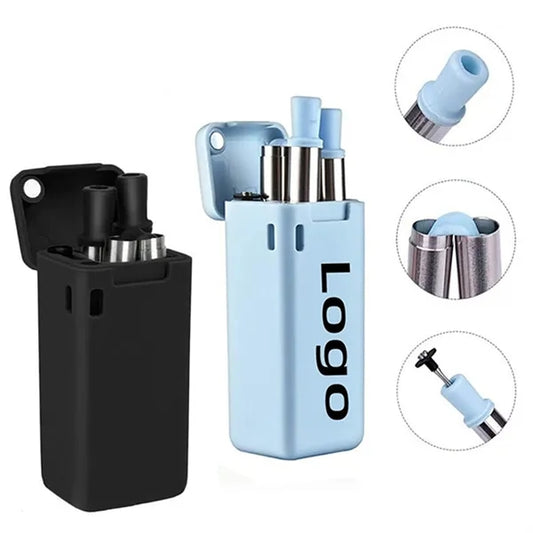 Logo Stainless Steel Foldable Straw