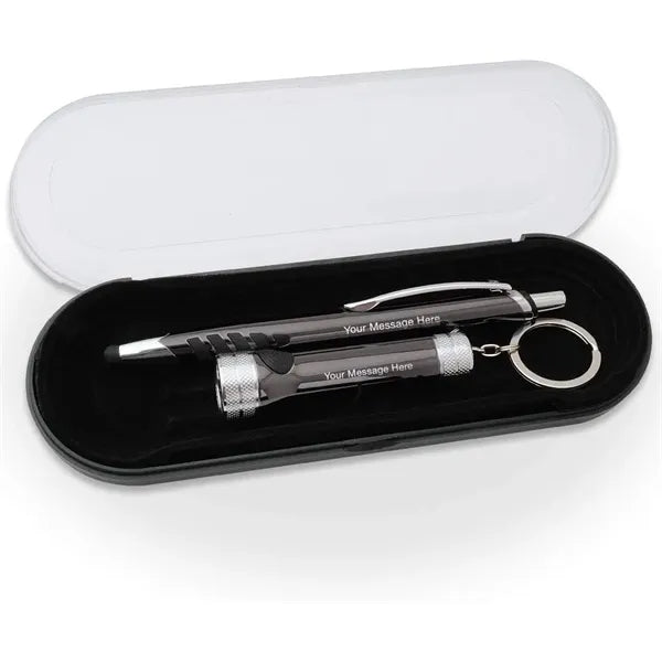 Metal Pen Keychain Flashlight Gift Set