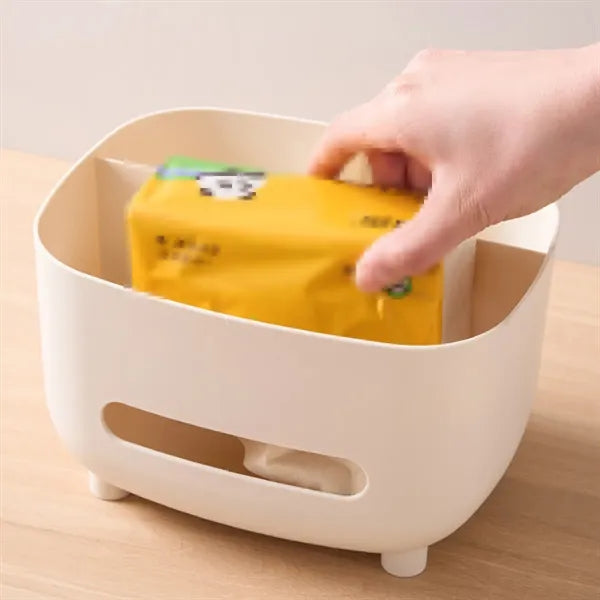 Dual Storage Minimalist Anti-Slip Base Tissue Box Organizer