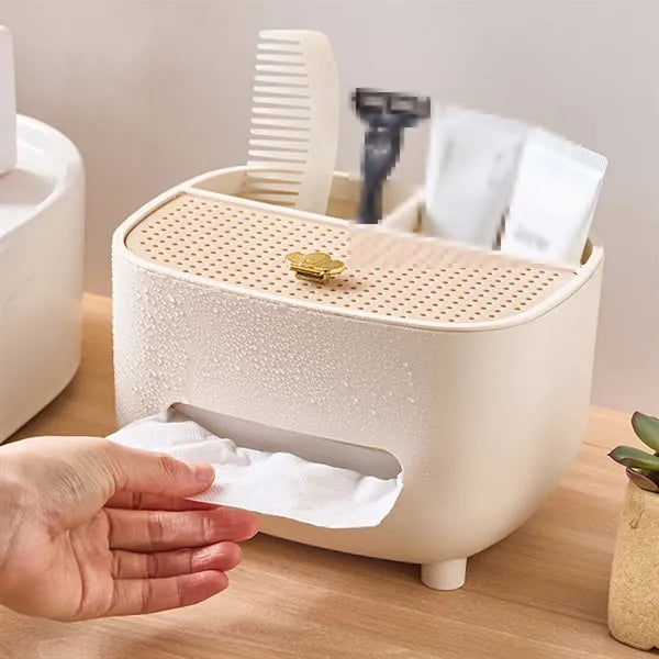 Dual Storage Minimalist Anti-Slip Base Tissue Box Organizer