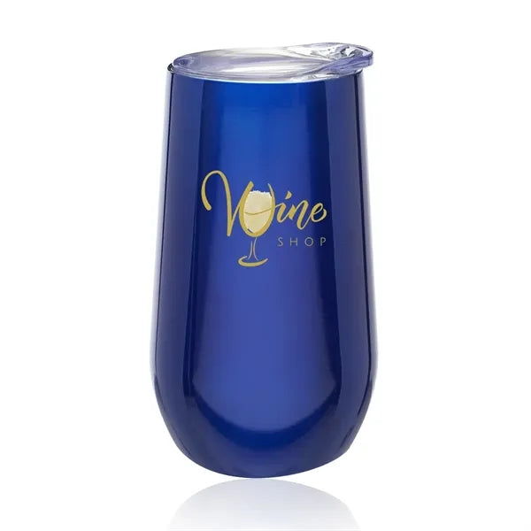 9 oz Stemless Stainless Steel Vacuum Flute Wine Glass
