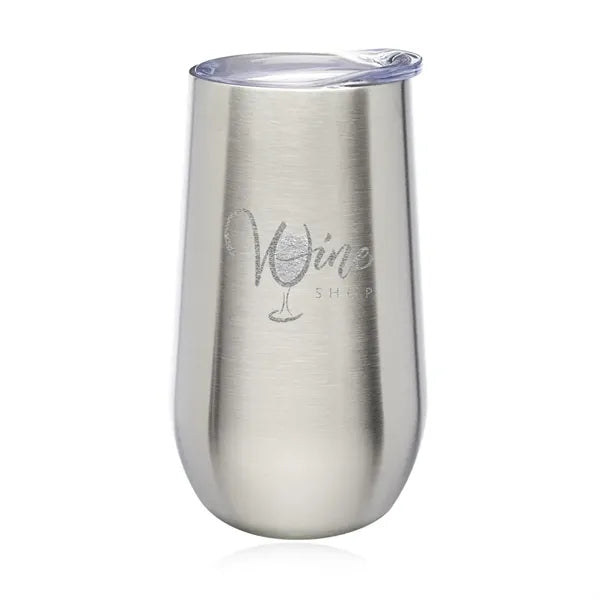 9 oz Stemless Stainless Steel Vacuum Flute Wine Glass