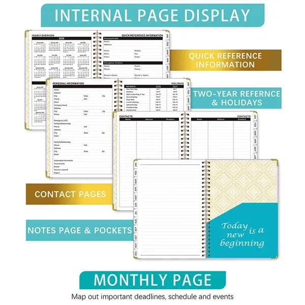 Coil Notebook Weekly Planner Calendar Free Shipping