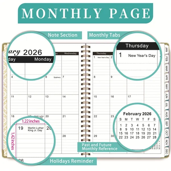 Coil Notebook Weekly Planner Calendar Free Shipping